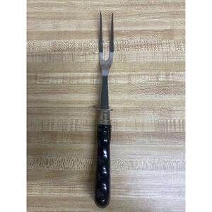 Vintage Craftsman Stainless USA Heavy Duty Carving Fork Black Handle 11.75”